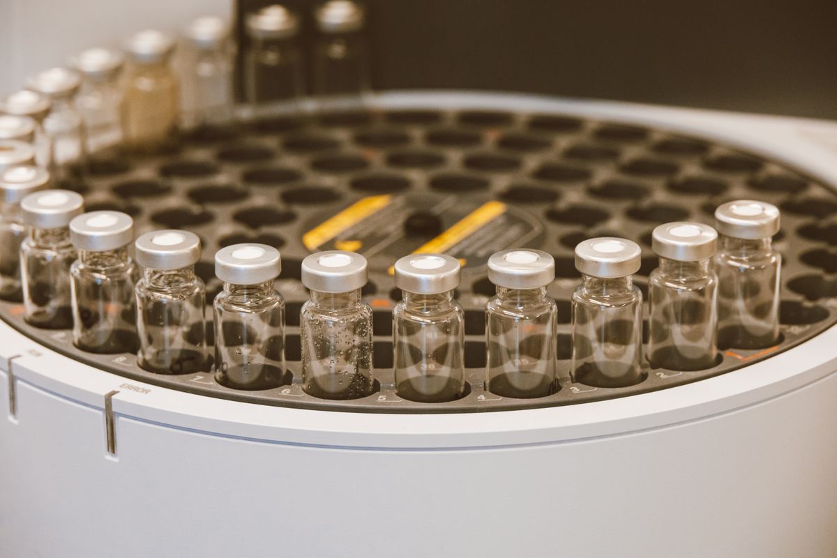 Rows of sealed glass research vials